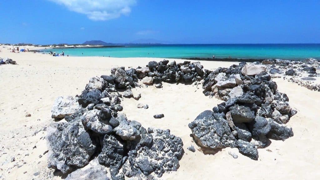 Stone circle on a Corralejo beach